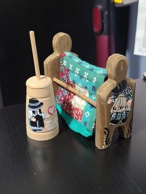 Miniature Amish Inspired Quilt Rack And Butter Churn